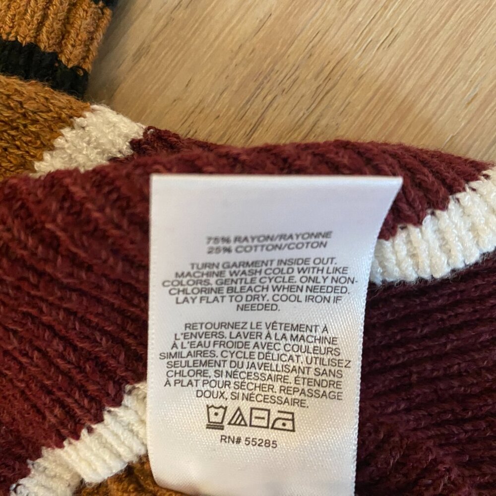 Express Multicolor Tan, Maroon, White, Black NWT Striped Sweater Size L - Picture 6 of 6